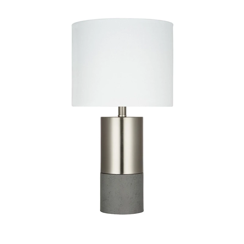 hometrends Brushed Nickel and Faux-Cement Column Table Lamp