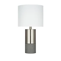 hometrends Brushed Nickel and Faux-Cement Column Table Lamp