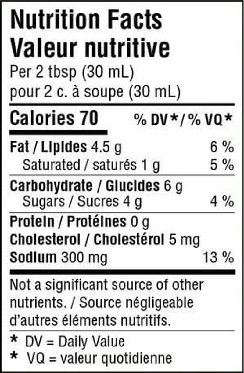 Sauce tartare Great Value 354 ml