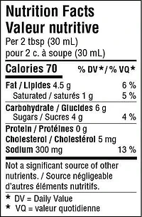Sauce tartare Great Value 354 ml