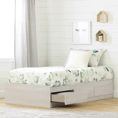 Lit matelot 3 tiroirs Simple, fini Chêne hivernal, collection Fynn de Meubles South Shore