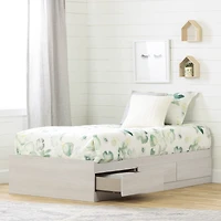 Lit matelot 3 tiroirs Simple, fini Chêne hivernal, collection Fynn de Meubles South Shore