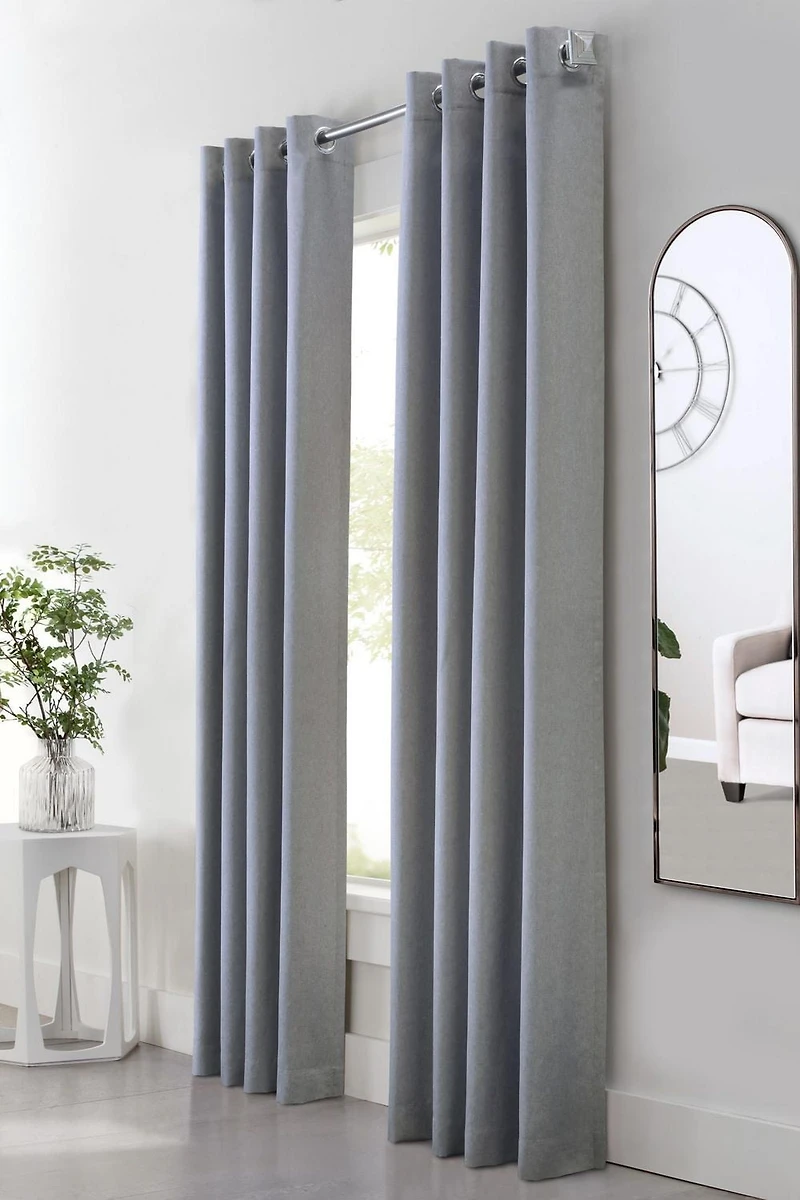 Loft Living Maria, filtrant la lumière panneau de rideau à œillets faux lin texturé 52" x 84", blanc