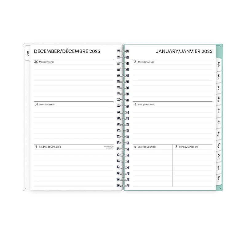 Agenda hebdomadaire/mensuel 2025, 5 po x 8 po, Blue Sky, Elysian