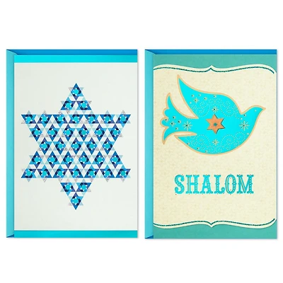Hallmark Tree of Life Pack of 2 Hanukkah Cards (Shalom, Star of David)