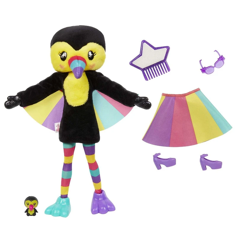 Barbie Poupée Cutie Reveal Série Jungle, toucan et accessoires
