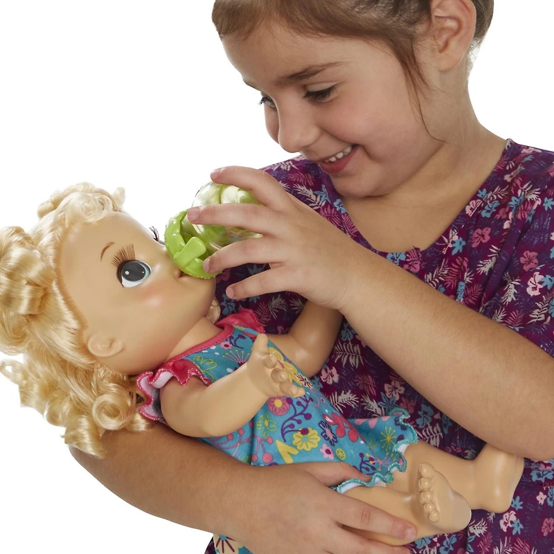 Baby Alive English Speaking Happy Hungry Baby Blond Curly Hair Doll