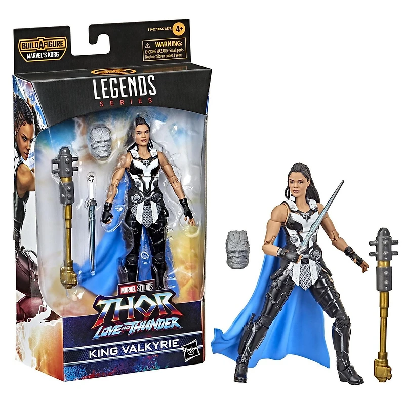 Marvel Legends Series Thor: Love and Thunder, figurine de collection King Valkyrie de 15 cm avec 1 accessoire et 2 pièces Build-a-Figure