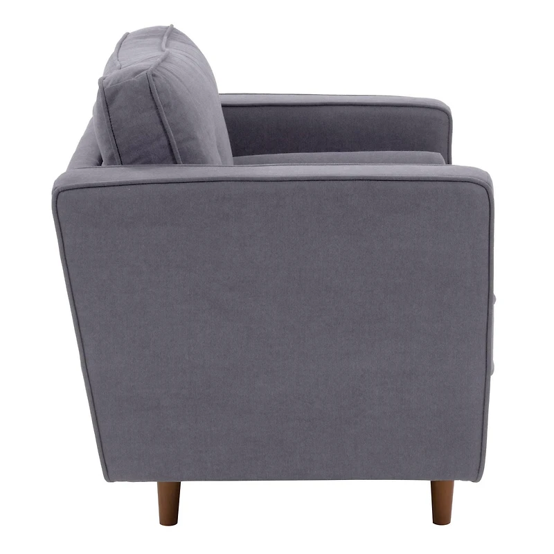 Fauteuil large et confortable CorLiving Mulberry Mid-Century pour le salon - Fauteuil d'appoint et de coin lecture, fauteuil idéal, fauteuil avec coussins de traversin inclus