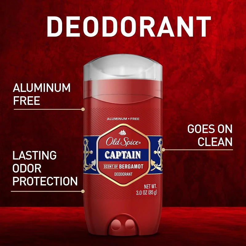 Old Spice Aluminum Free Deodorant for men, 24/7 Odor Protection, Captain with Bergamot Scent, 85g