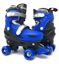 Chicago Skates Kids Adjustable Quad Rollerblades With Accessory Bundle, Blue, Size J10-J13