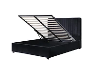 King Platform Bed with Lift Storage, Black