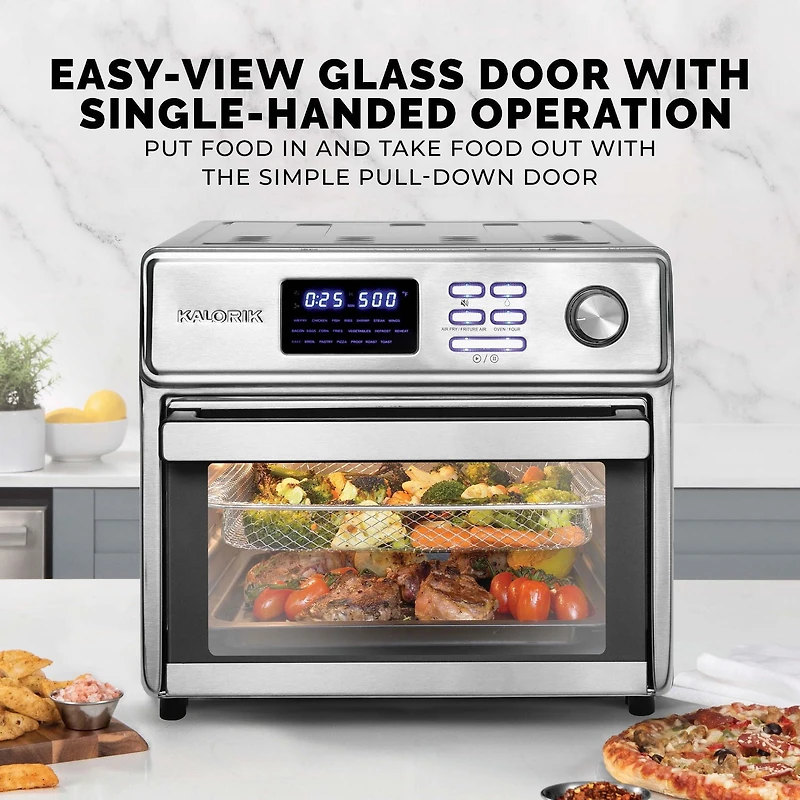 Kalorik MAXX 26QT Air Fryer Oven with 21 Presets, 500F Searing temp and 5 Accessories, Stainless Steel (AFK26SD5SS43), Single Door Air Fryer with 5 Accessories