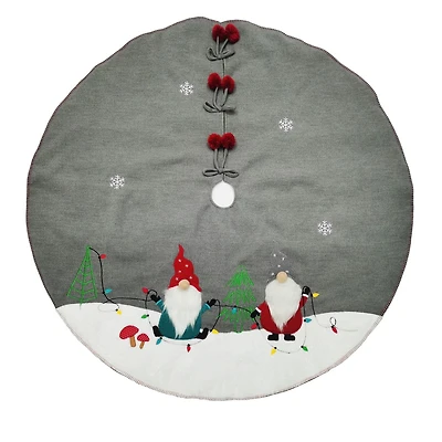Holiday Time MDN 48 inches Gnomes tree skirt - Grey