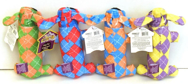 Le chien Loofa original en tissu éponge doux avec un couinement grogne et un couinement régulier Jouet chien Loofa qui couine