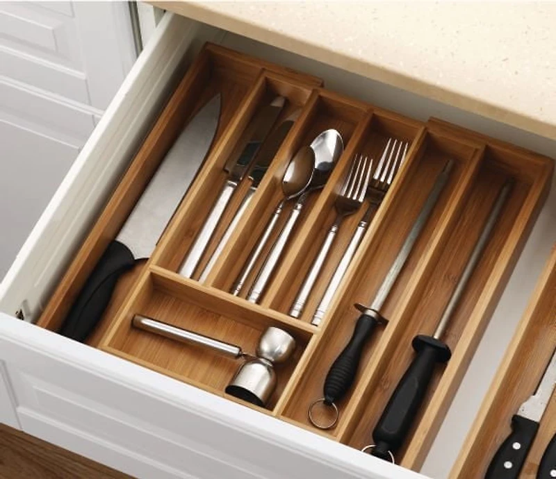 MAINSTAYS Expandable Bamboo Cutlery Tray, Expandable Bamboo Cutlery Tray