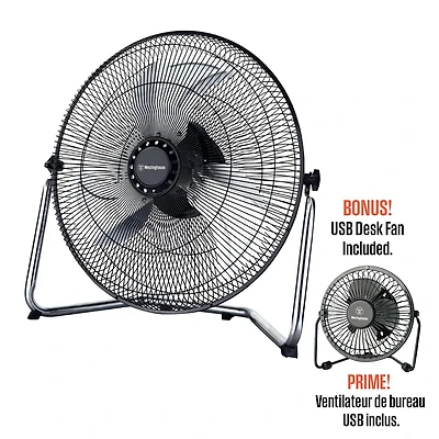 Westinghouse 18" Ventilateur A Haute Velocite Avec Mini Ventilateur De Bureau USB 4" En Bonus