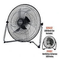 Westinghouse 18" Ventilateur A Haute Velocite Avec Mini Ventilateur De Bureau USB 4" En Bonus