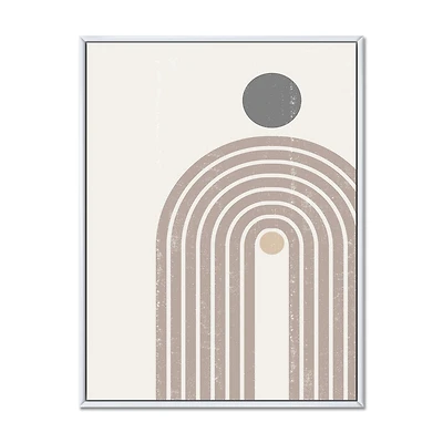 Designart Abstract Rainbow Sun and Moon In Earth Tones I FLOAT FRAME WALL ART