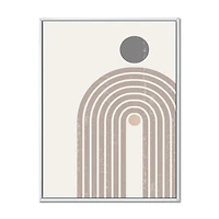 Designart Abstract Rainbow Sun and Moon In Earth Tones I FLOAT FRAME WALL ART