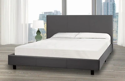 Queen Platform Bed & Mattress Set, Grey