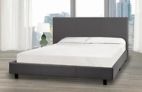 Queen Platform Bed & Mattress Set, Grey