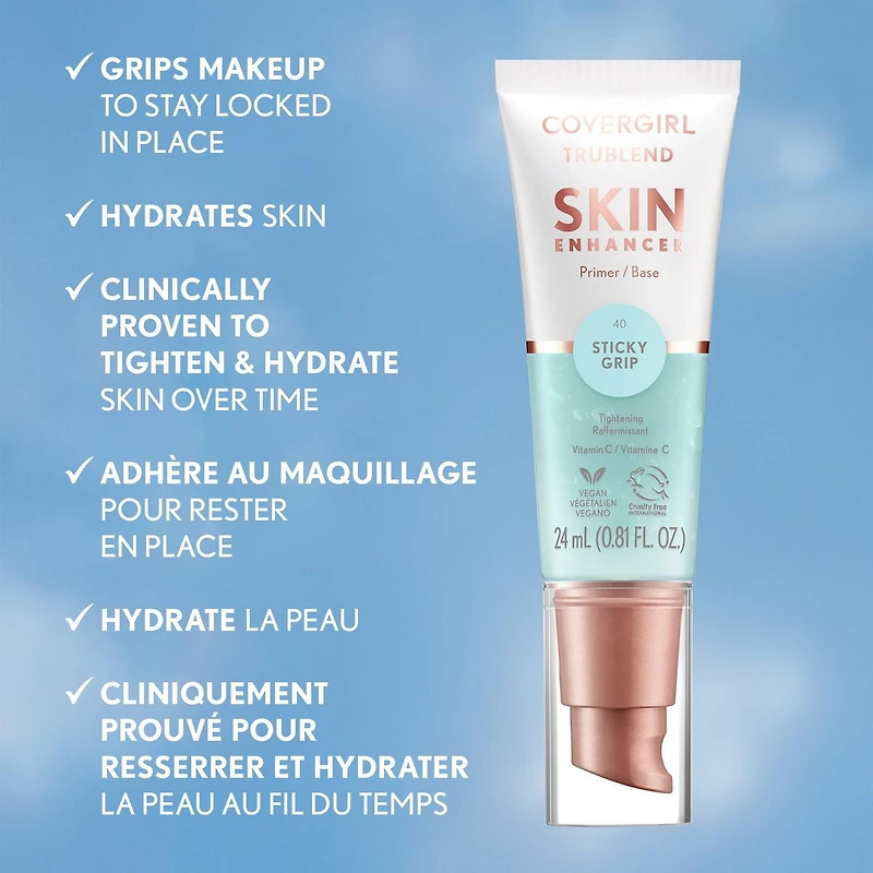 Covergirl Sublimateur de peau TruBlend, Base, Repulpe la peau sèche, Estompe les pores, Hydrate, Illumine, Dure toute la journée Bases sublimatrices de soin de la peau
