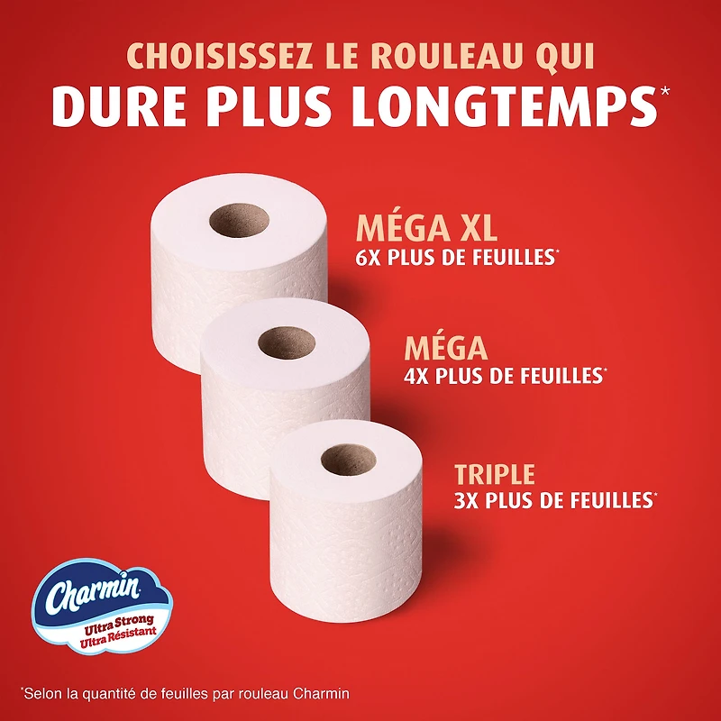 Papier hygiénique Charmin Ultra Résistant, 30 rouleaux triples = 90 rouleaux réguliers, papier hygiénique à 2 épaisseurs 30CT