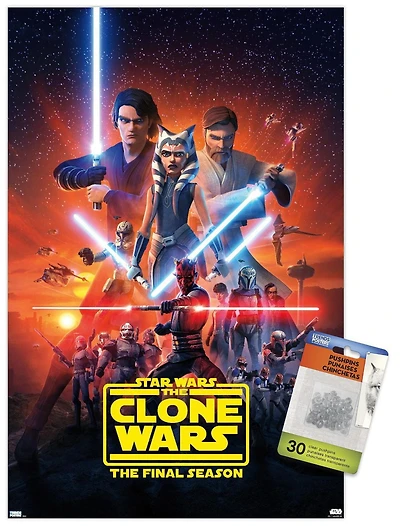 Star Wars: The Clone Wars - Season 7 Key Art Wall Poster with Push Pins