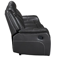 Canapé inclinable Primo Declan 85" gris foncé avec porte-gobelets, sièges manuels, coussins confortables, structure robuste pour salon