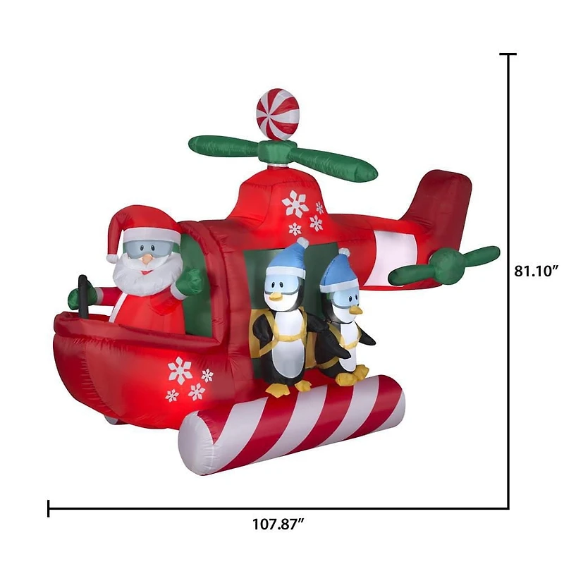 Animated Airblown Helicopter with Skydiving Penguins