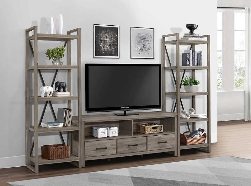 Topline Home Furnishings Meuble de télévision gris rustique