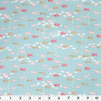Fabric Creations Blue with School of Fish Fat Quarter Pre-Cut Fabric - 18" x 21" / 45cm x 53cm, 18" x 21" / 45cm x 53cm