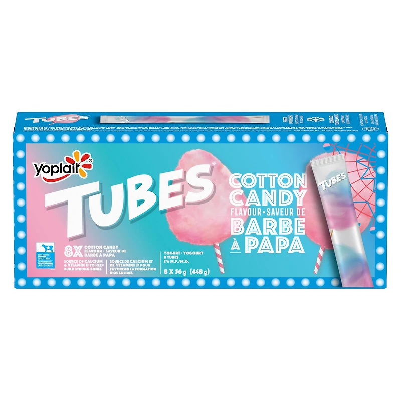 Yogourts en tube Yoplait 1 %, Barbe à papa, collations au yogourt pour enfants, 56 g 8x56g