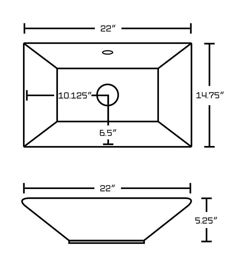 American Imaginations -in. W Above Counter Bathroom Vessel Sink Set For Deck Mount Drilling AI