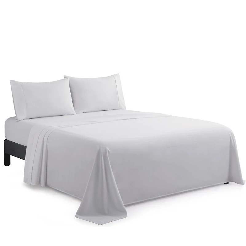 Literie Marina Decoration, 600 fils au pouce carré, ultra douce, à poches profondes, en coton percale à fibres longues, toutes saisons, couleur blanche