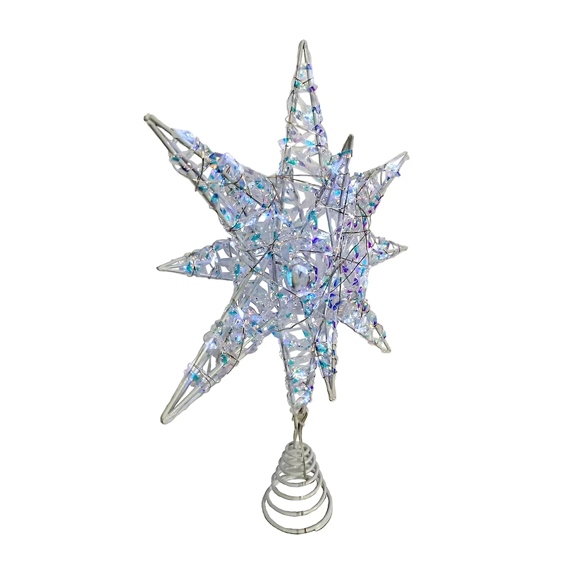 Holiday Time Prismatic Star Battery Operated LED Christmas Tree Topper, 15.5"