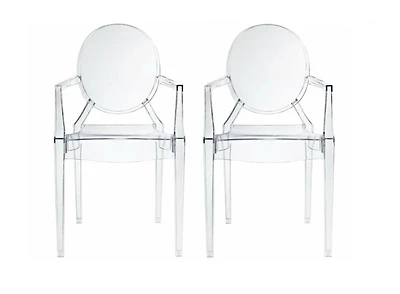 Heavenly Collections Lot de 2 Fauteuils de Salle à Manger en Acrylique, Transparent, Style Fantôme