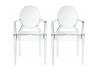 Heavenly Collections Modern Acrylic Dining Armchair, Set of 2, Clear, Ghost Style