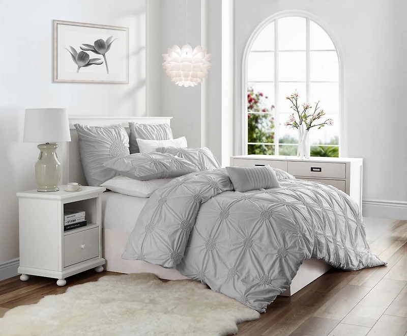 Luxury Floral Ruched High Quality Duvet Cover Set