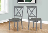 Monarch Specialties  Chaise De Salle À Manger, Ensemble De 2, Coté, Rembourré, Cuisine, Salle À Manger, Tissu Gris, Cadre En Bois Gris, Transitionnel