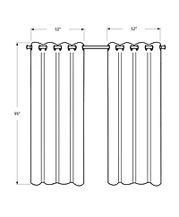 Monarch Specialties Rideau, Ensemble 2pcs, 54"w X 95"l, 100% Bloque Lumiere, Passe-fil, Salon, Chambre À Coucher, Cuisine, Isolation Thermique, Polyester, Gris, Contemporain, Moderne