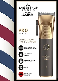The Barber Shop Pro Series by Conair Metal Series Professional Grade Lithium Ion Hair Clipper