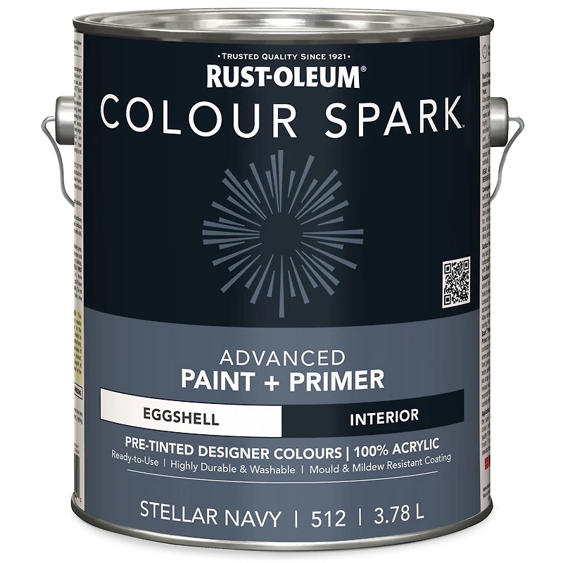 Rust-Oleum Colour Spark™ Paint + Primer, Interior Eggshell, Stellar Navy 3.78 L, 3.78 L