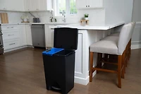 Mistral® 50L iCan® Recycle Step Can Black, 2 removable liners both 25L