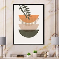Designart Abstract Geometrical Sun and Moon With Leaf II FLOAT FRAME WALL ART