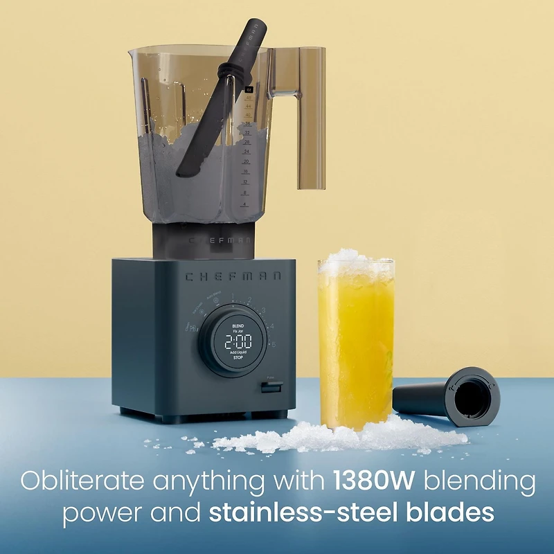 Chefman Obliterator 1380W Professional Blender w/ Auto Blend & 48oz. Tritan Blending Jar – Black, New, 48 oz. Blender