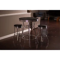 Hathaway Remington 3 Piece Pub Table Set - Chrome And Black