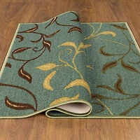 Tapis de couloir contemporain à motif feuilles et sous-couche en caoutchouc la collection Ottohome