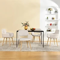 Homy Casa Set of 2 Dining Chairs, Upholstered Chairs with Armrests and Ergonomic Back, Beige Fabric